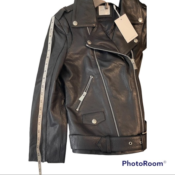 NWT Anine Bing Cropped Moto Leather Jacket in Black Size XS - Picture 11 of 11